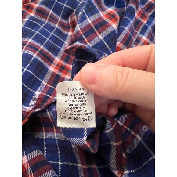 J. Crew Women’s Boy Fit Blue Orange Plaid Long Sleeve Button Down Shirt Size XS - Picture 6 of 9